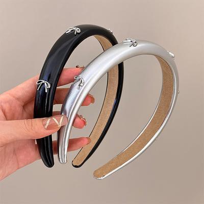 Stirnband für Frauen Mädchen Haarband Accessoires koreanisch Leder Schleife Creolen Vintage beliebt neu im Geschenk Yoga kpop Süßigkeiten Mode