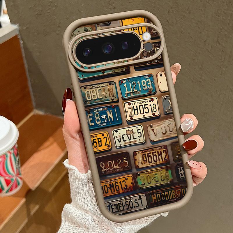 Retro License Plate TPU Case For Google Pixel 10 8 7 Pro Pixel 10 9 Pro XL Shockproof Silicone Cover For Google Pixel 9A 7A 8A