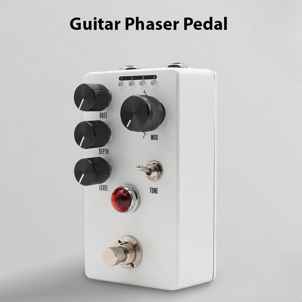 Guitar Phaser Pedal Electric Guitar Effects Pedal Rate,Depth,Level Control True Bypass Tone Toggle Swtich Metal Shell DC 9V 6.35mm Input/Output