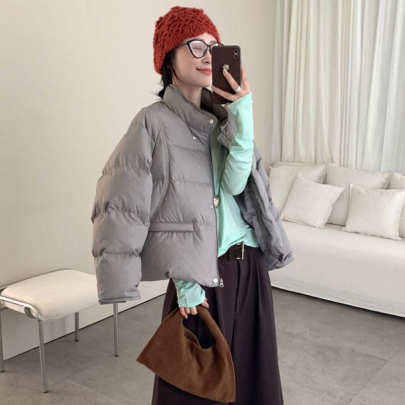 High Fluffy White Duck Down Stand-up Collar Small Down Jacket Women's Winter Fashion Design Sense Thickened Coat Tide