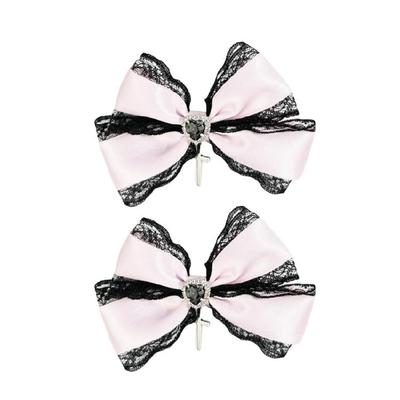 Lace Bows Hairclip Love Crosses Pattern Barrettes Multifunctional Halloween Hair Pin Accessories for Girls