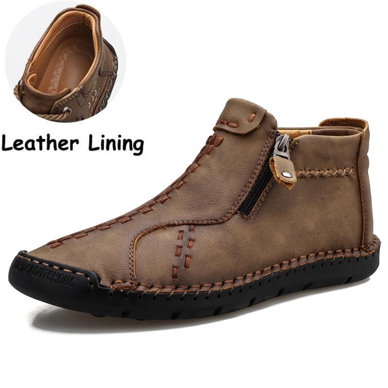 Mens Large Size Handmade Genuine Leather Men Boots Comfortable Ankle Boots for Men Casual Shoes Autumn Winter Men Shoes