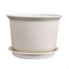 Resin Pot, Nordic Minimalist, Thickened Round Planter with Tray M5B 15x11cm Beige
