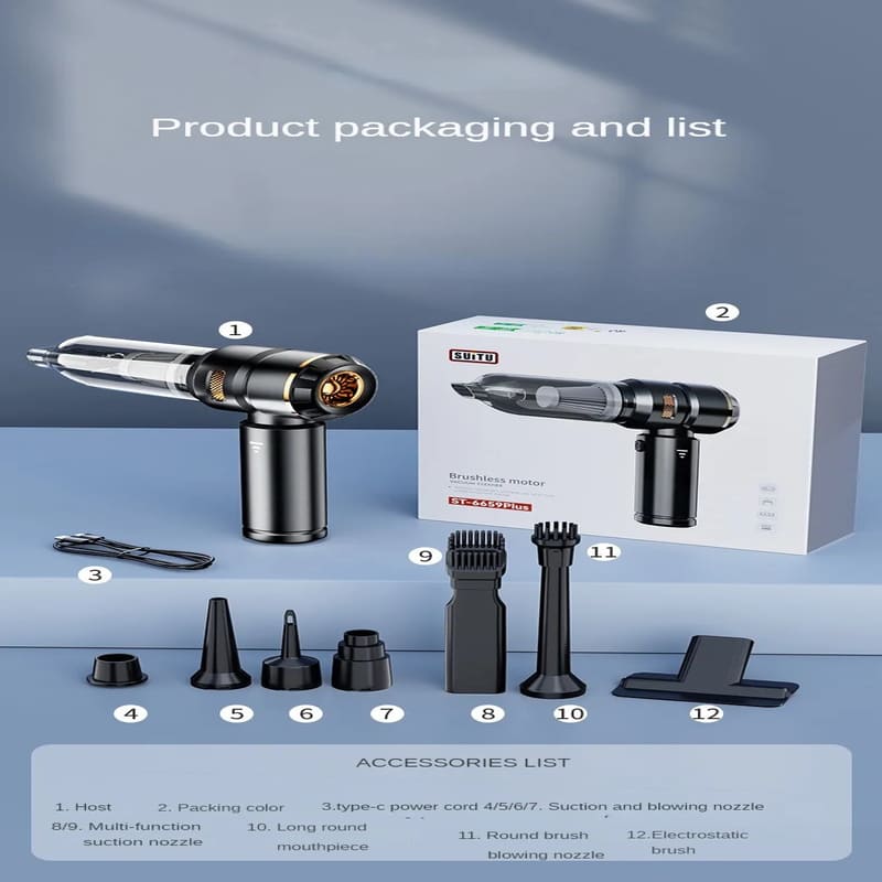 New 39000PA Car Vacuum Cleaner High Power Portable Handheld Cordless Brushless Motor Cleaner Powerful Air Dust Remover Suitable for Home Appliances