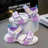 New soft soled sports beach shoes for girls, summer mid to large children's trendy pink princess children's shoes kids sandals