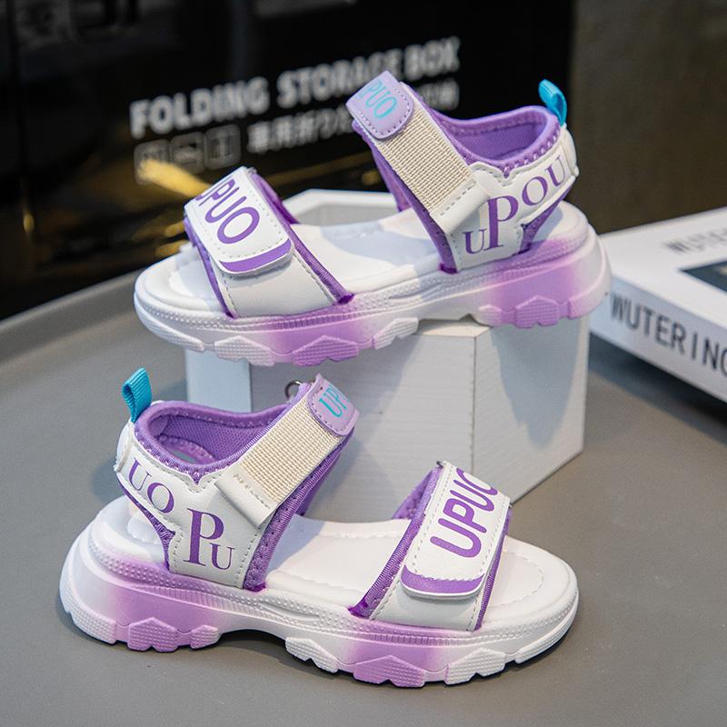 New soft soled sports beach shoes for girls, summer mid to large children's trendy pink princess children's shoes kids sandals
