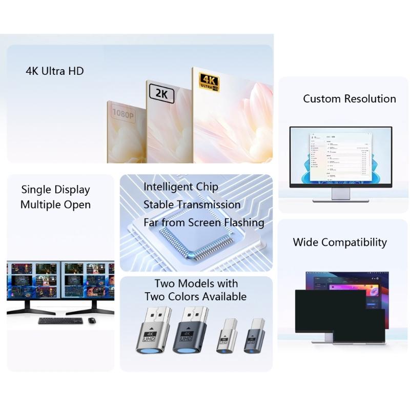 Wide Compatibility DP/Mini DP Virtual Screen Solution EDID Emulator For Debugging And Remote Work Environment