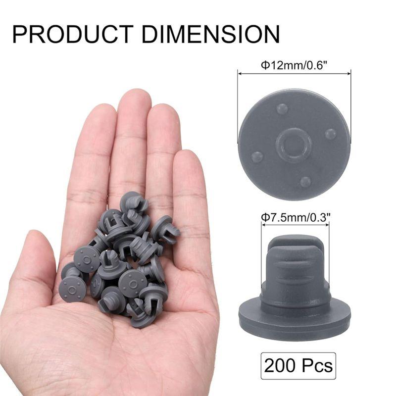 ABUH-7.5 Mm/0.3 Inch Vials Rubber Stoppers 200 Pcs Two Legs Butyl Rubber Bottle Stopper Self-Healing Injection Ports Seal 7