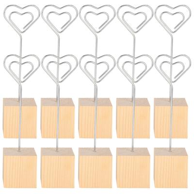 10Pcs Foto Halter Hinweis Nachricht Karte Bild Metall Clip Stehen Massivholz Basis Handwerk