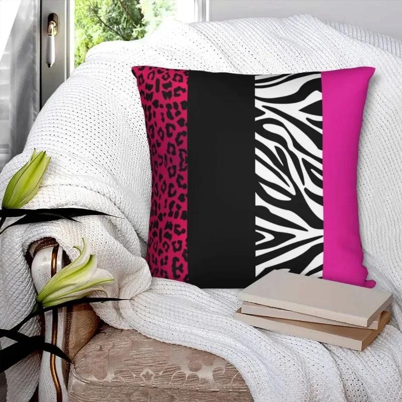 Hot Pink Zebra Stripes Pillowcase Polyester   Pattern Zip Decor Room Cushion Cover