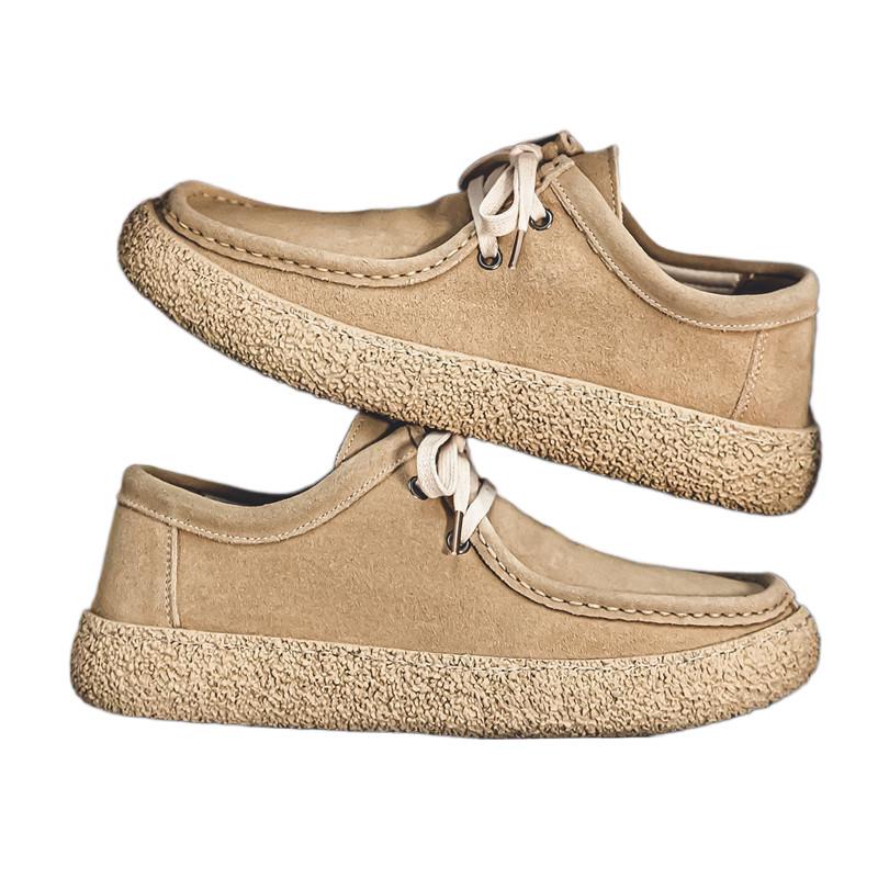 Men's Suede Genuine Leather Casual Shoes Lace-up Men Light Comfortable Driving Flats Mens Outdoor Oxfords Shoe 2025