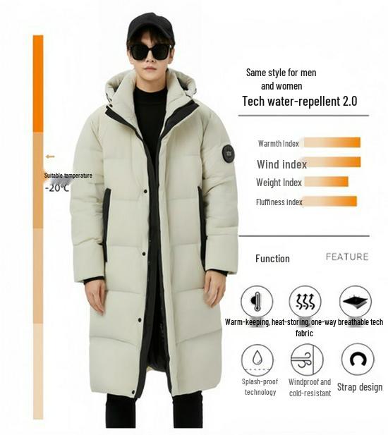 Zimní 2025 Unisex středně dlouhá péřová bunda - Zesílený kachní peří Ležérní kabát pro chladné počasí