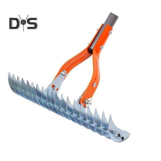 Weeding Rake Steel Thatch Rake with Adjustable Double-Sided Rake Tine Detachable Long Handle Garden Grass Grooming Rake for Healthy Lawn
