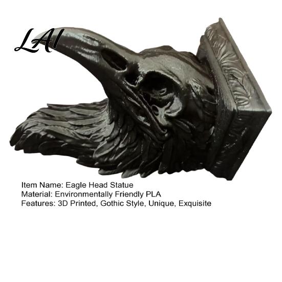 Punk Style Ornament Eagle Head Statue 3D Printed Animal Sculpture Gothic Jewelry Personalized Desk Organizer Storage for Keys Small Items,