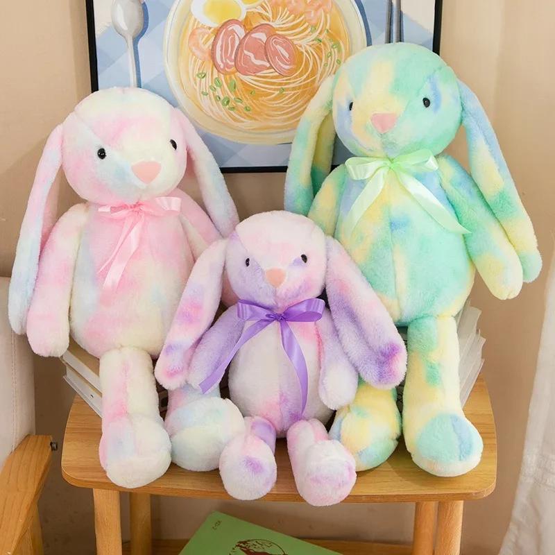 30/40CM Kawaii Langohriger Hase Plüschtier Regenbogenfarbenes Häschen Stofftier Schlafbegleiter Plüschpuppe Kinder Ostergeschenk
