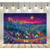 Background cloth for holiday gatherings vivid starry sky scenes including camels and shepherds no need for power supply