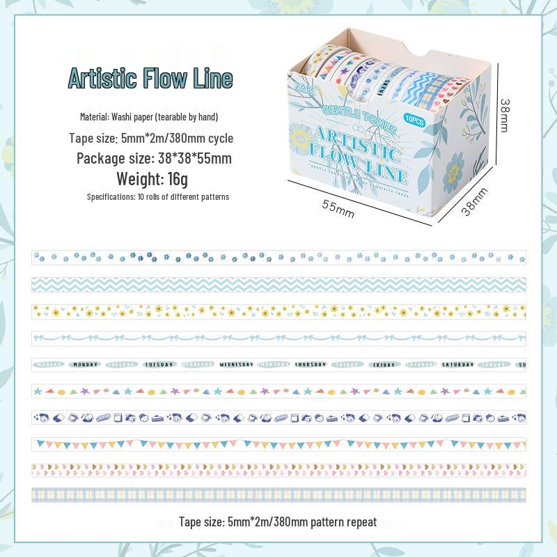 Yuezhen Pastellrand Washi Tape - Niedliches grenzüberschreitendes Journal-Aufkleberband