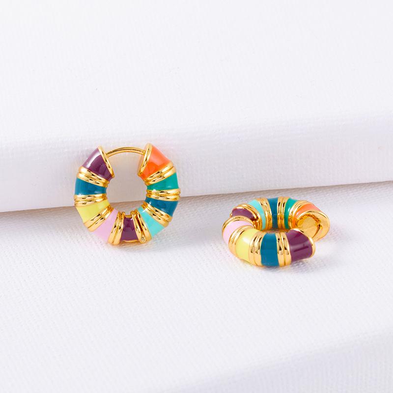 2025 Minimalist French Enamel Earrings: High-End European & American Fashion Ear Cuffs & Hoops