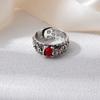 Transshipment Golden Toad Domineering Six-Character Mantra Heart Sutra Ring Ring, Retro Lucky Garnet Pixiu Adjustable Ring