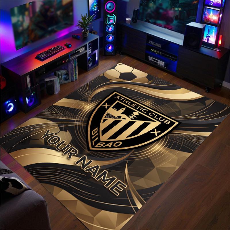 Crystal Velvet Rug Athletic Bilbao FC Print Custom Name Text Floor Mat Home Decor