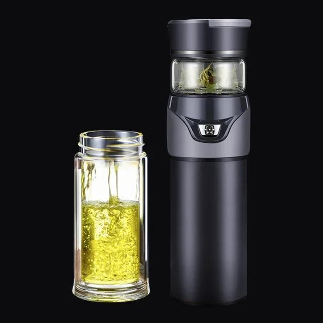 Tea Water Separation Thermos Bottle Stainless Steel Tea Strainer Thermos Infuser Tumbler Vacuum Flask With Tea Filter Two Cover
