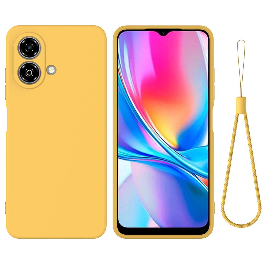 For ZTE Blade A35e Liquid Silicone Case Phone Back Cover with Hand Strap