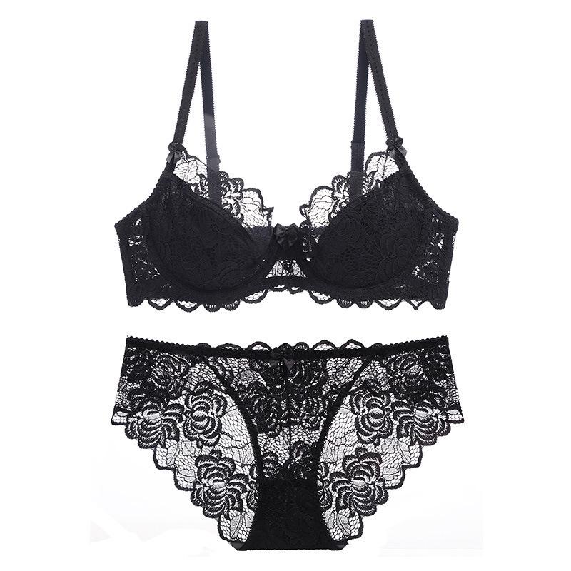 Sexy Plus Size Lace Lingerie: Ultra-Thin, Breathable Bra Set for a Smaller, Anti-Sagging Look