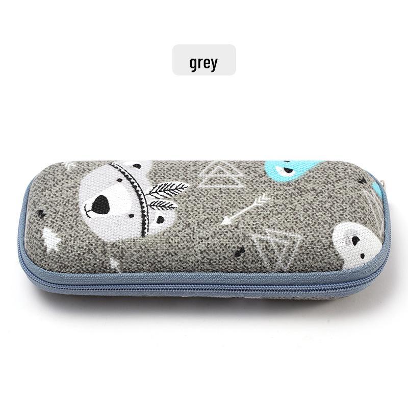 

Новый высококлассный овальный мультяшный футляр для очков на молнии - Стильное хранение для студентов и женщин серый