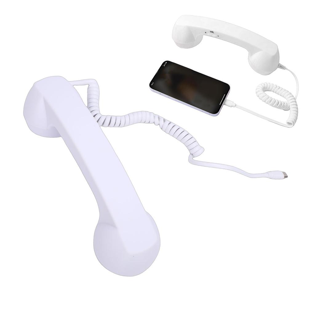 Retro Phone Handset Type C Wired Telephone Handset Handheld Receiver with Mic and Speaker for Conference Call