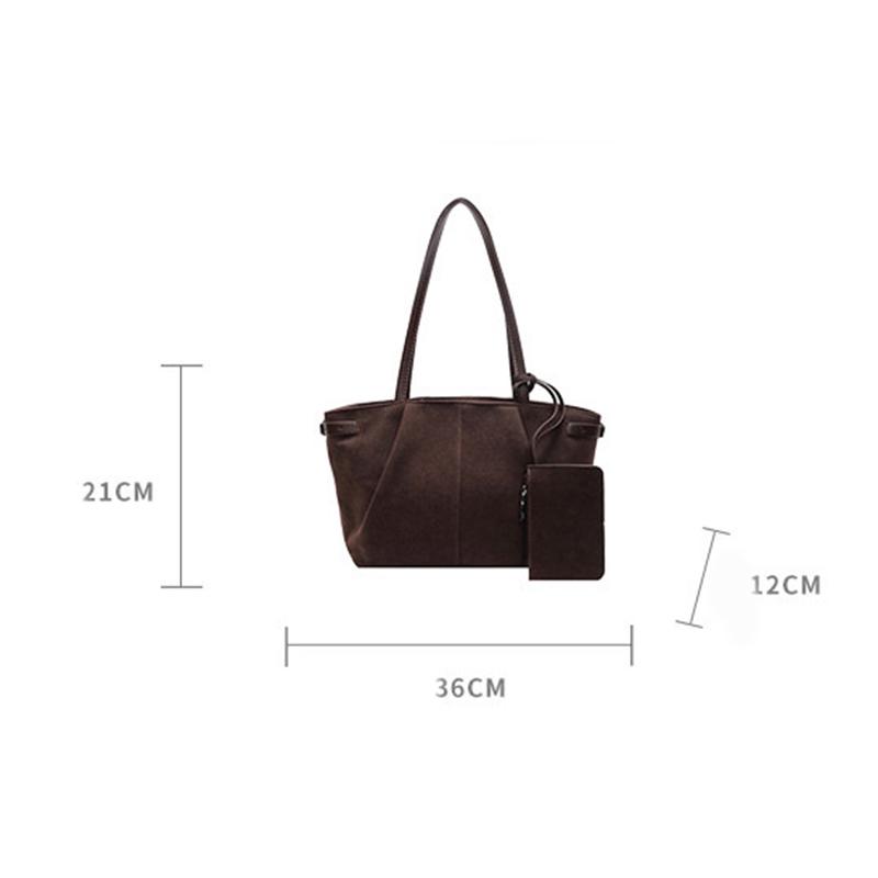 Wildleder-Umhängetaschen für Damen, große Kapazität, Tragetasche, leichte Unterarmtasche, lässige Shopper-Handtasche, einfarbig, Reise-Beuteltasche