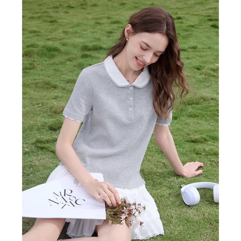 BETU Women's Sweet Lace Trim Short Sleeve T-Shirt
