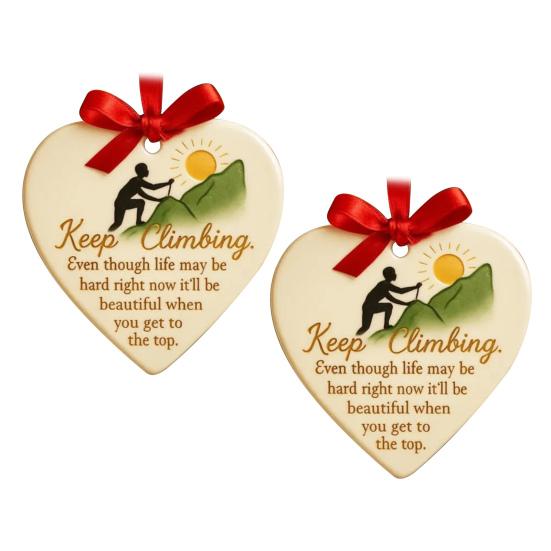 Keep Climbing Heart Ornament Inspirational Heart-Shaped Rock Climb Hanging Ornament for Xmas Tree Keepsake