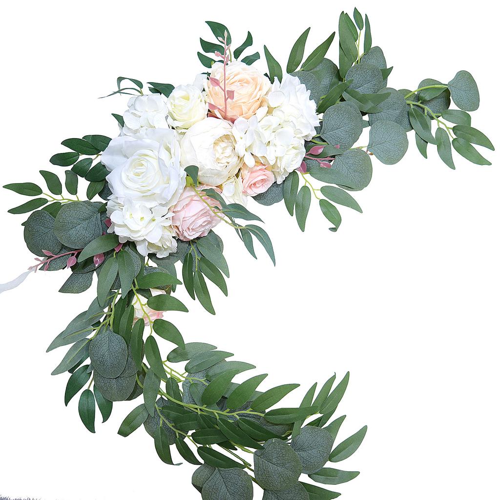Faux Flower Swag Set Artificial Roses Peonies Silk Floral Swags for Wedding Sign Reception Decoration