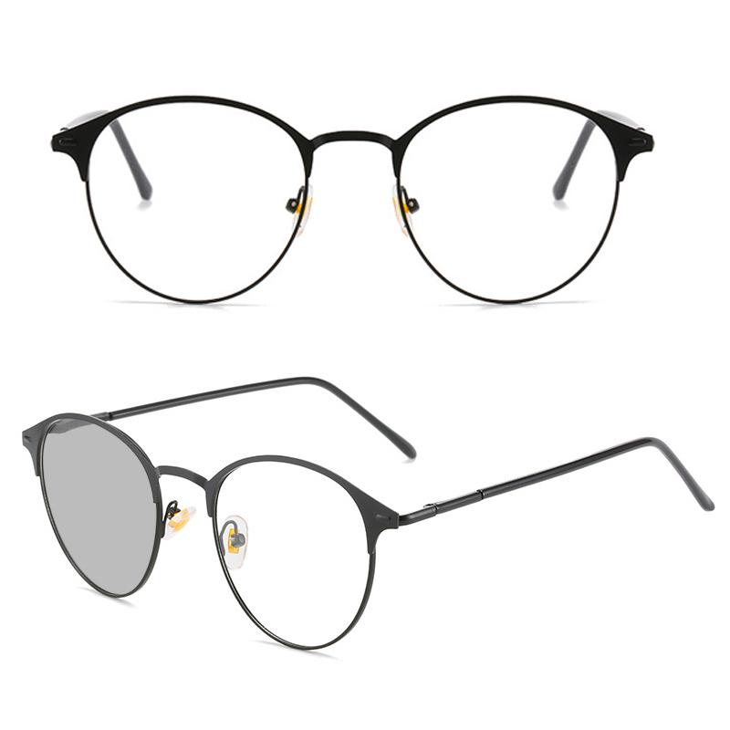 

Фотохромные Солнцезащитные Очки Ретро Круглые Очки Металлическая Оправа Меняющие Цвет Очки чёрный