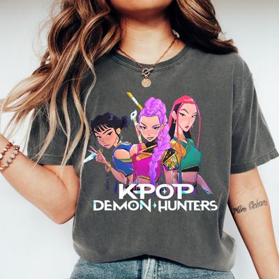Kpop Demon Hunters Shirt Jinu Manga Shirt Kpop Huntrix Pin Demon Hunter Merch Saja Girls Fan Poster Demon Hunters