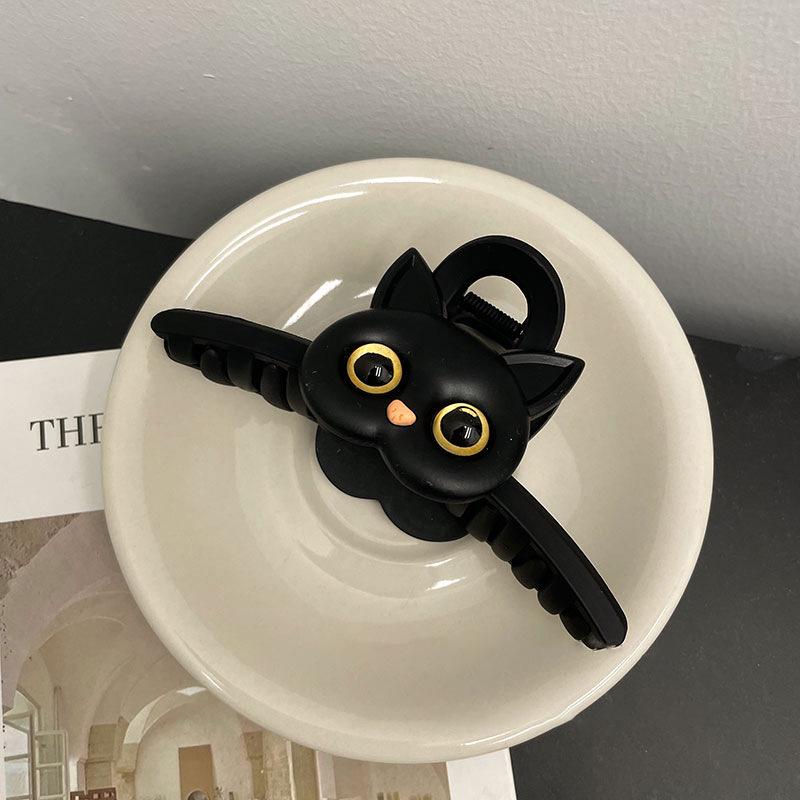 "3D černá spona do vlasů Cat Head – vlásenka a vlasové doplňky ve stylu žraloka"