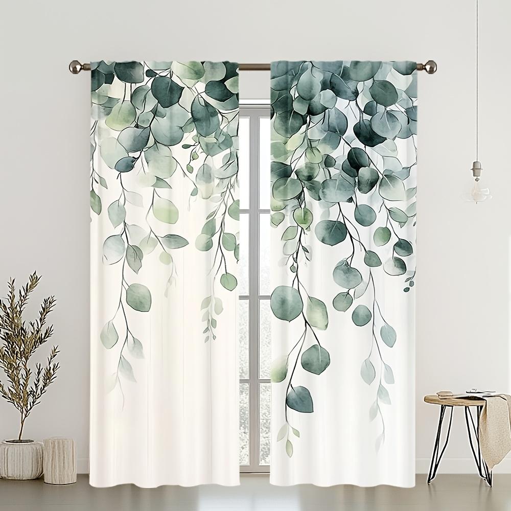 2pcs Lush Greenery Bliss Printed Blackout Door Curtains, Ideal for Living Room, Bedroom, Study, and Home Decoration