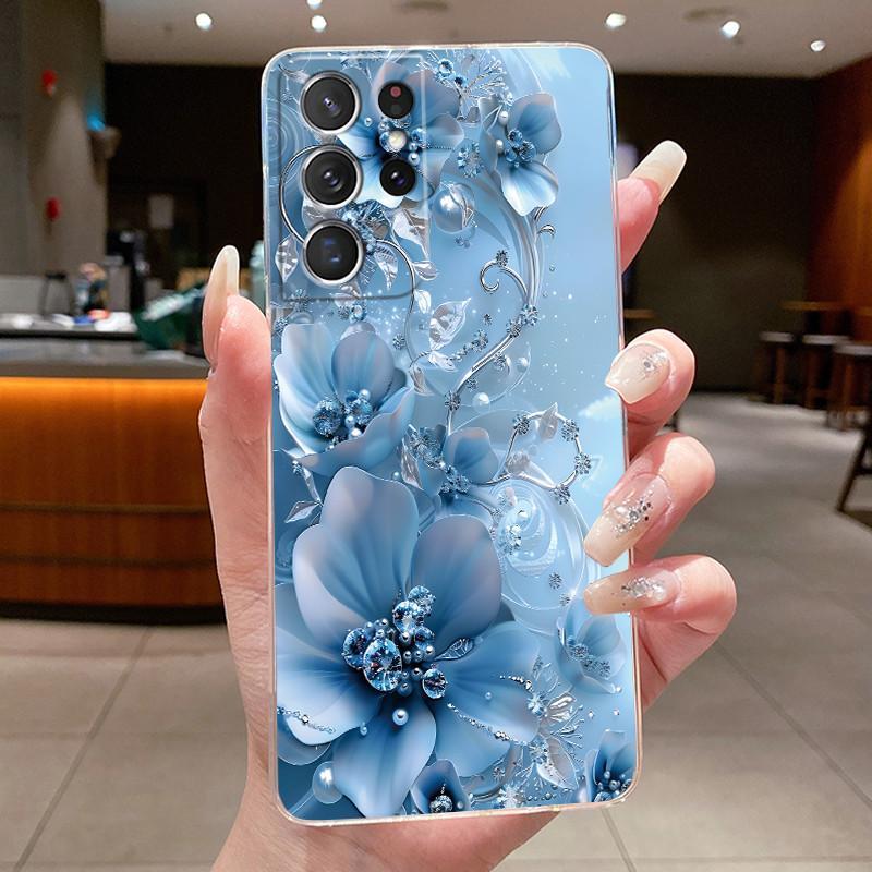 For Samsung S21 Ultra Case Clear Casing Fashion Butterfly Flower Soft TPU Silicone Cover For Samsung Galaxy S20 Ultra Phone Case