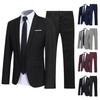 1 Set Men Jacket Pants Solid Color Turndown Collar Slim Fit Business Suit Set Plus Size Groom Blazer Trousers for Wedding Office