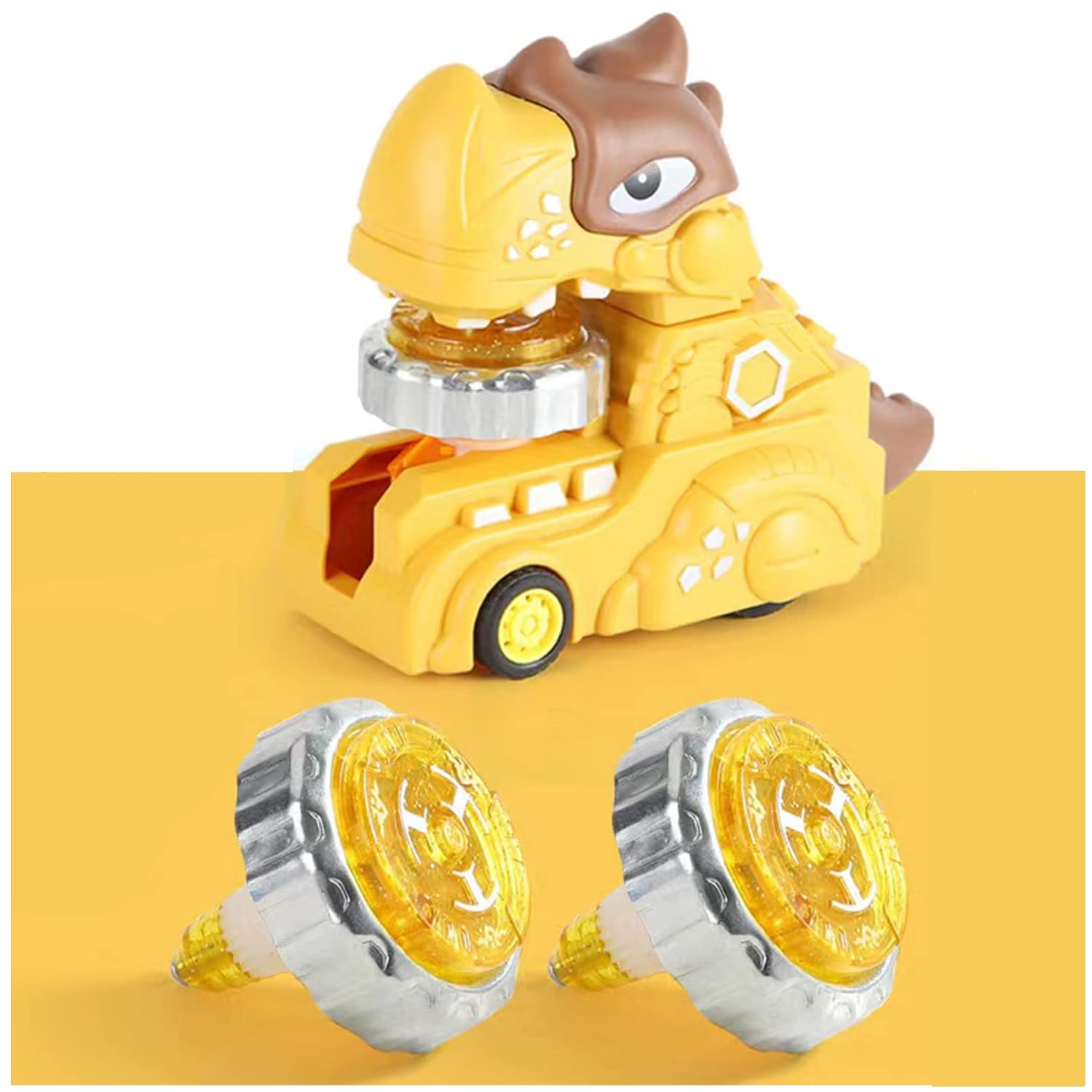 

Игрушечная машинка-динозавр, новая игрушечная машина-гироскоп-динозавр, пусковая установка для гироскопа-динозавра. Детская игрушечная машина с подсветкой, подходит для детских игрушек старше 3 лет. 13.8*11.3*7cm жёлтый