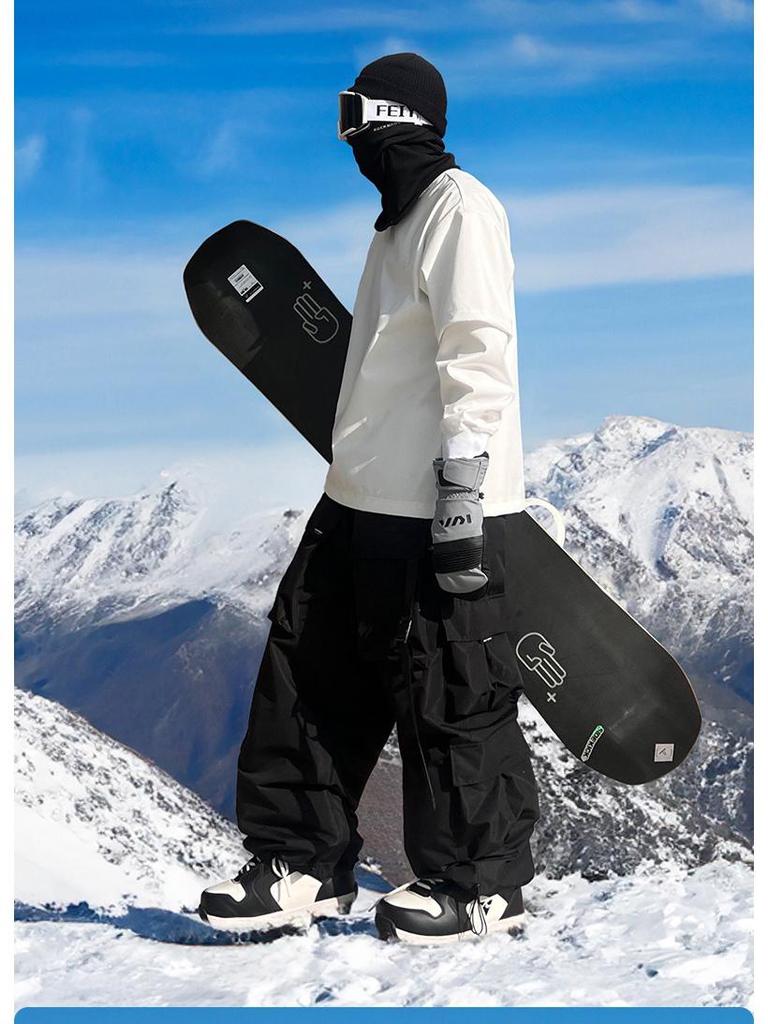 Bingdu Violet 2025 Unisex Snow Pants: Waterproof, Thickened, Warm, Heavy-Duty Winter Wear