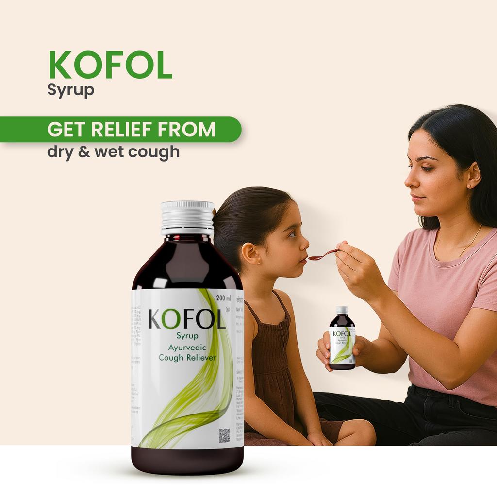 Kofol Ayurvedic Cough Syrup | Relief from Dry & Wet Cough | Non-Drowsy, Non-Alcoholic Ayurvedic Cough Syrup for All Ages | Soothes Sore Throat & Re
