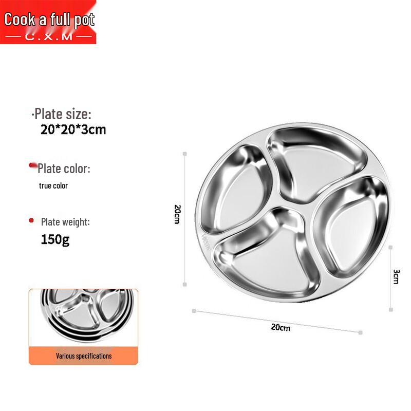 304 Stainless Steel Divided Meal Prep Plate