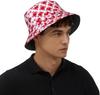 Cute Love Hearts Pattern Bucket Hat Summer Travel Beach Sun Hats Outdoor Hearts Cap For Women Men 011