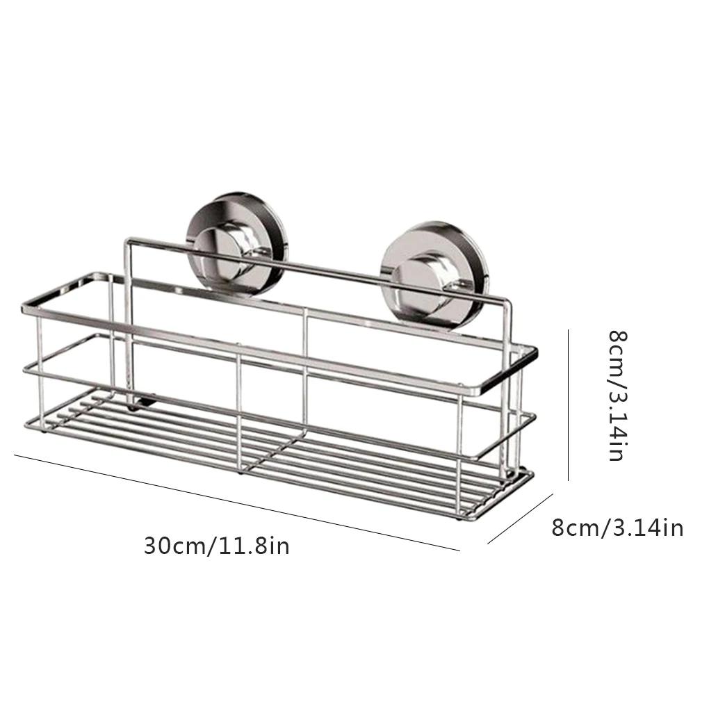 Stainless Steel Storage Bracket Suction Cup Deep Bath Wall Shelf Shampoo Shower Gel Bathroom Holder Bedroom Organizer Mini Shelf