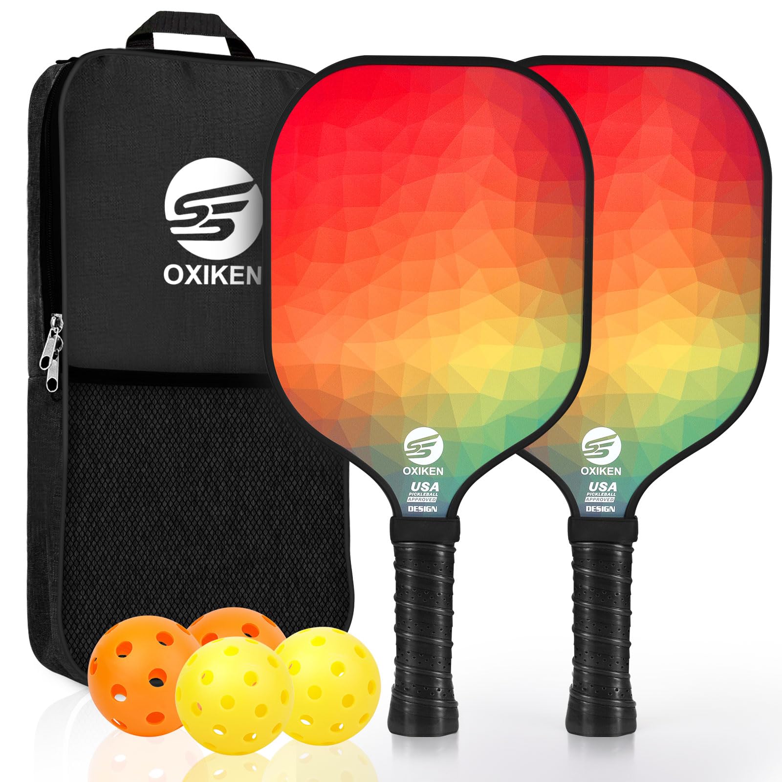 

SS OXIKEN Pickleball Paddle Set of 2 USAPA Одобренная ракетка для пиклбола из углеродного волокна с полипропиленовым сотовым сердечником, впитывающая пот ручка 2 Outdoor