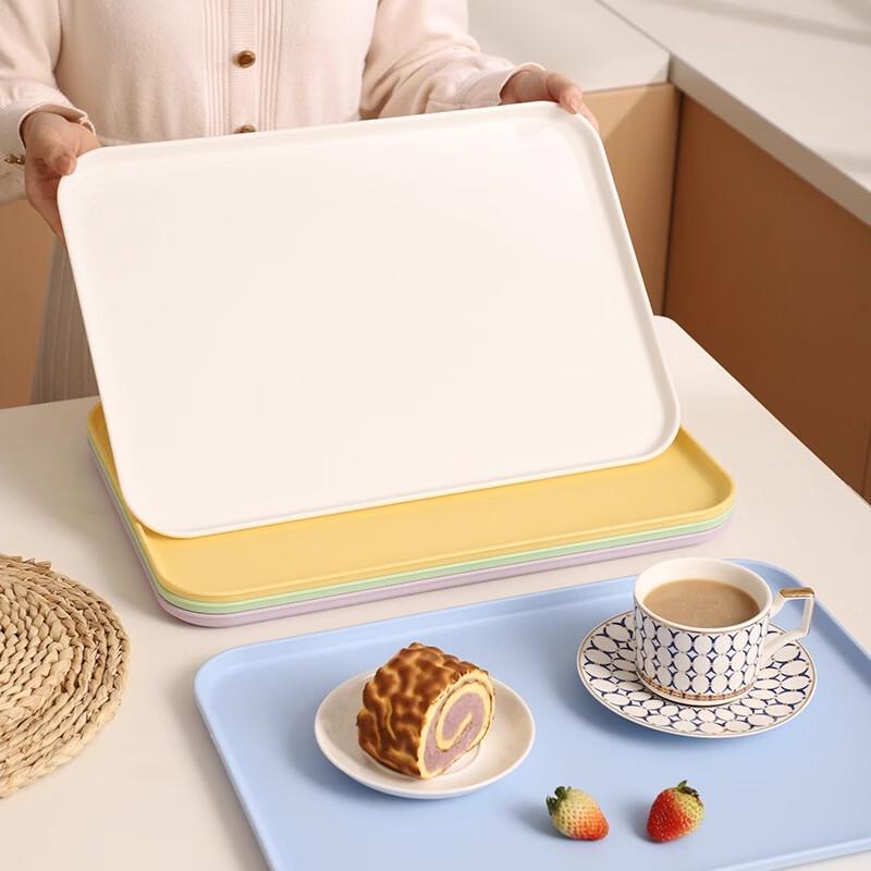 Thickened Large Rectangular Straw Tea & Storage Tray