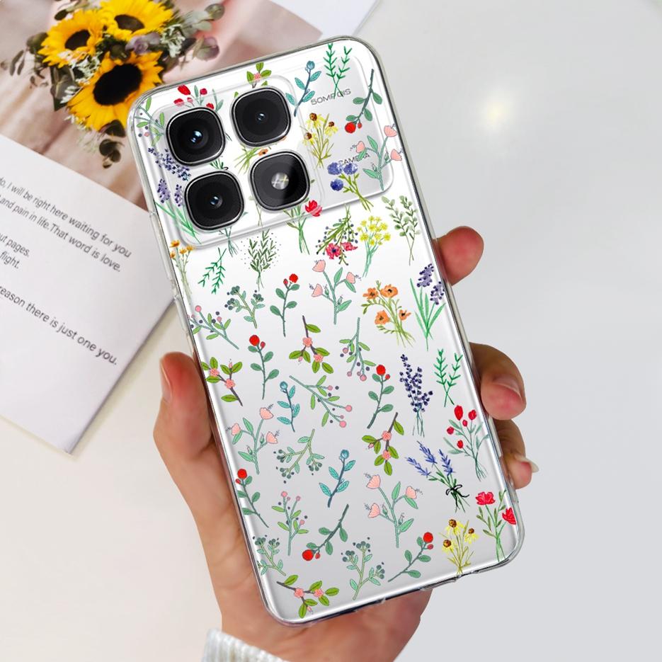 For Xiaomi 14T Pro Case Stylish Flowers Painted Cover 6.67'' Clear Silicone Phone Case For Xiaomi Mi 14T 14TPro Mi14T Soft Shell