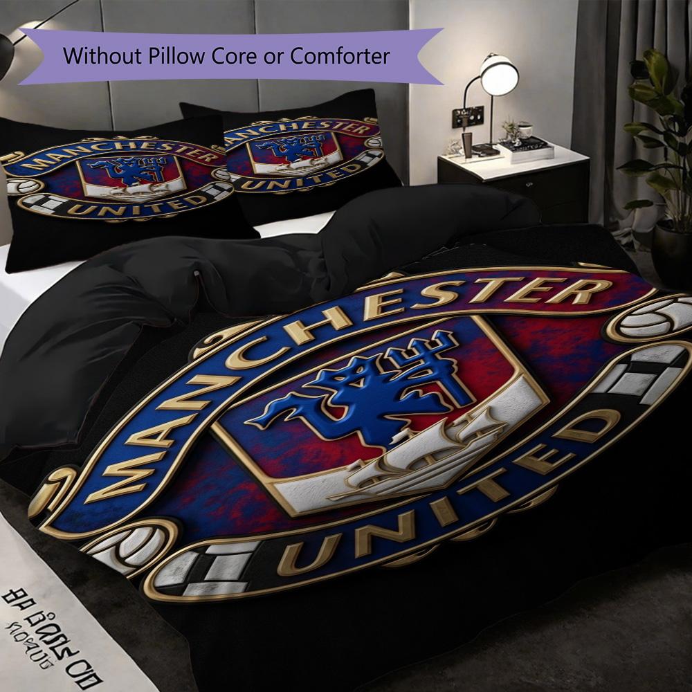 Emblema Manchester Glory Set da tre pezzi (1 * copripiumino + 2 * federa, senza nucleo) Set biancheria da letto 2D Piatto Regalo di Natale Compleanno