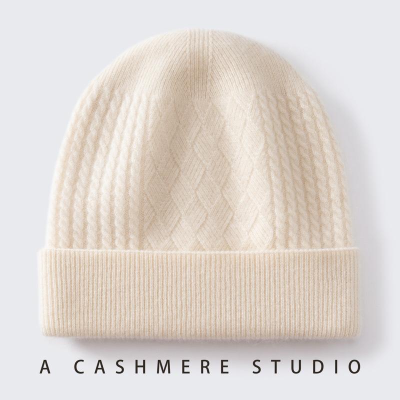 New% pure cashmere men's and women's warm wool hat knitted hat cashmere hat versatile wool hat